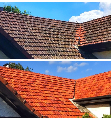 Roof Cleaning Tiles before and after