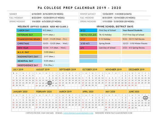 Calendar | pacollegeprep