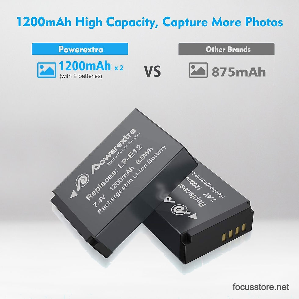 Miniatura: POWEREXTRA Bateria y Cargador para Canon LP-E12 SX70 HS Rebel SL1 M M2 M10 M50