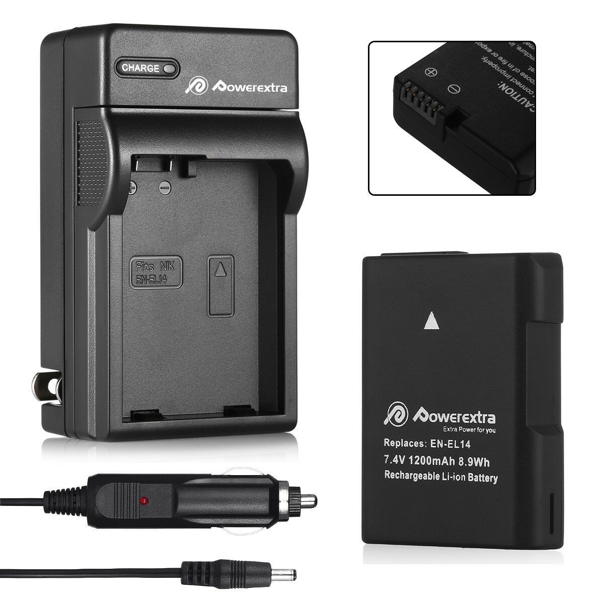 Batería y Cargador para Nikon EN-EL14 Coolpix P7800 D5500 D5200 D3300 D3100 DSLR