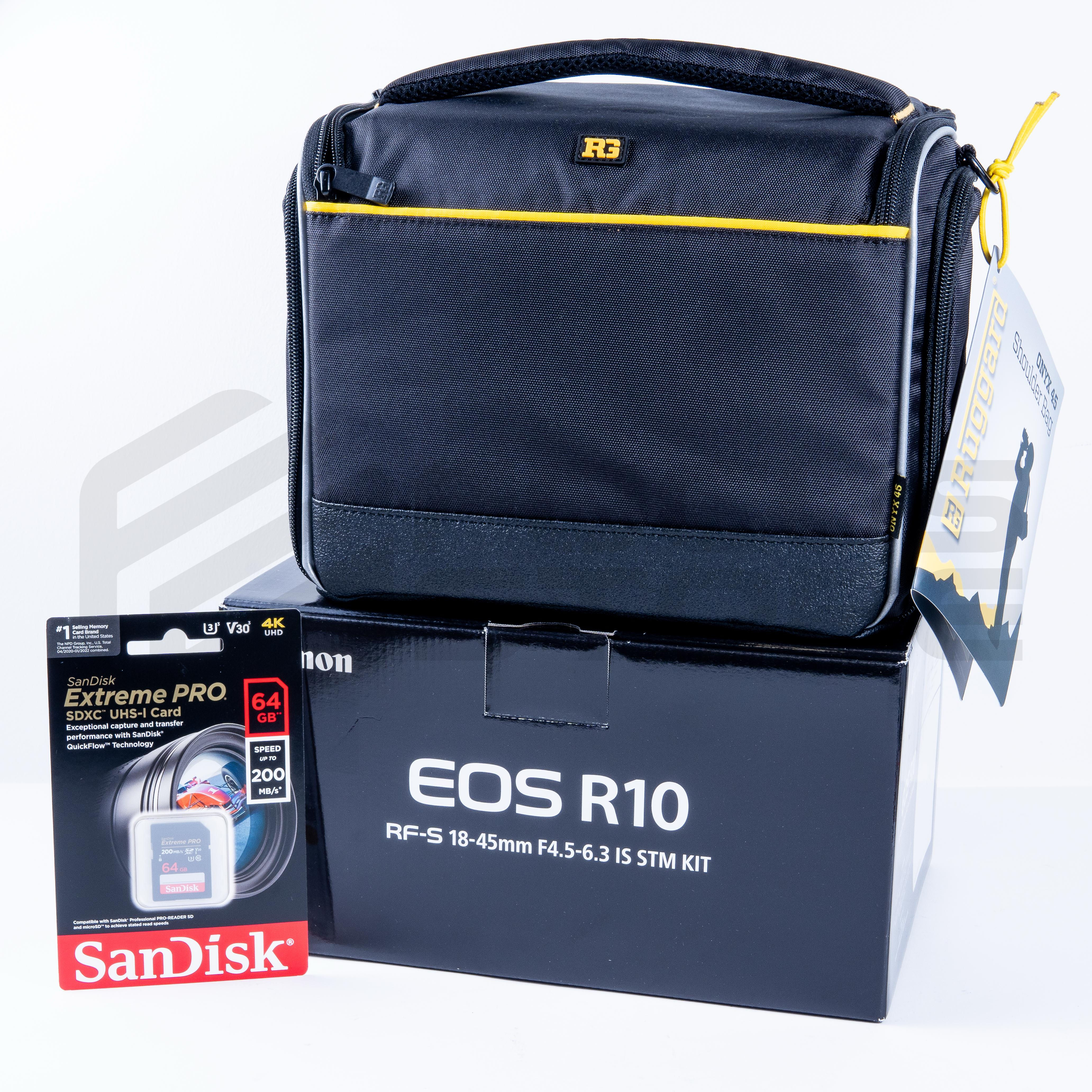 Canon EOS R10 + lente de 18-45 mm + bolso + memoria SD 64GB