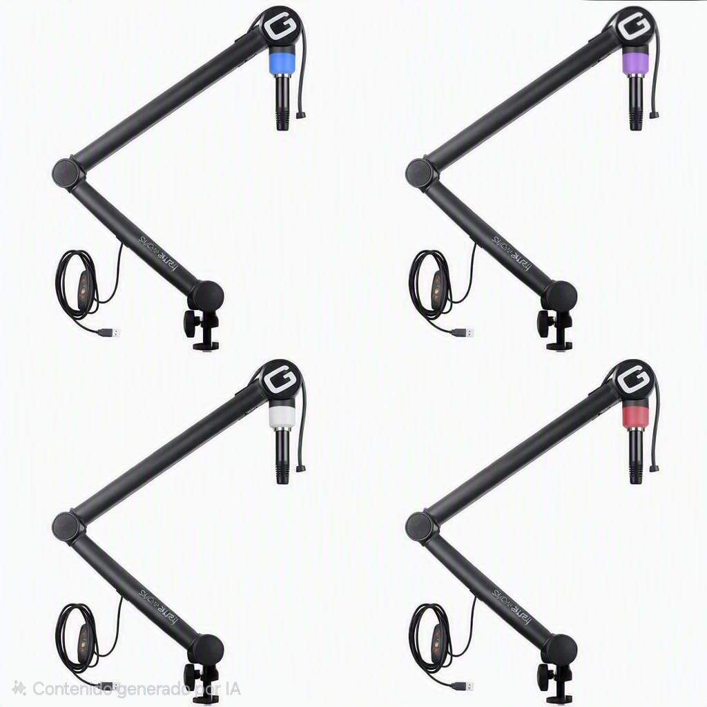 4x Soporte de micrófono articulado con luz LED