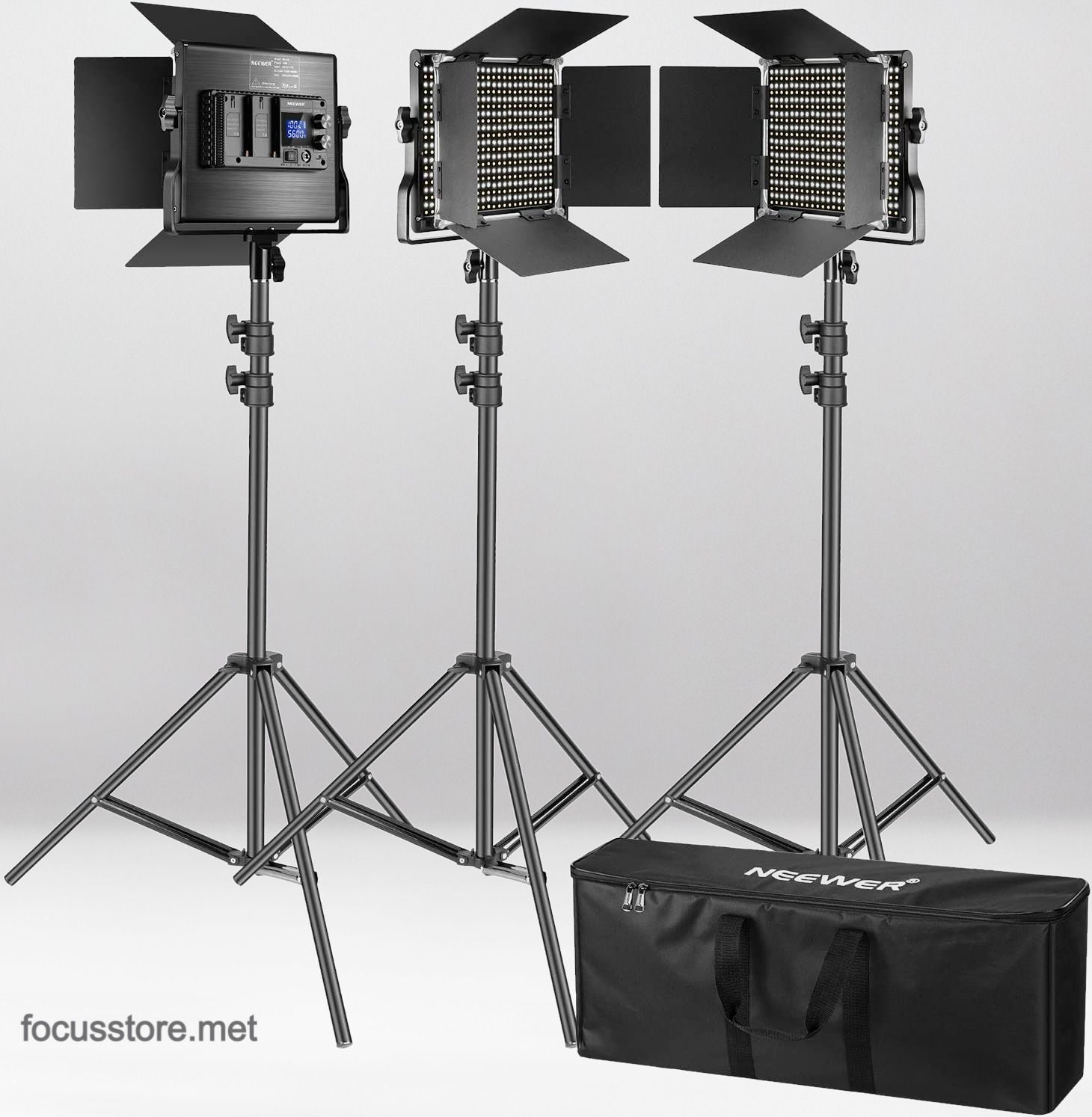 Neewer - Juego de 3 paquetes de luz LED 660 + stand de luz de 2mts