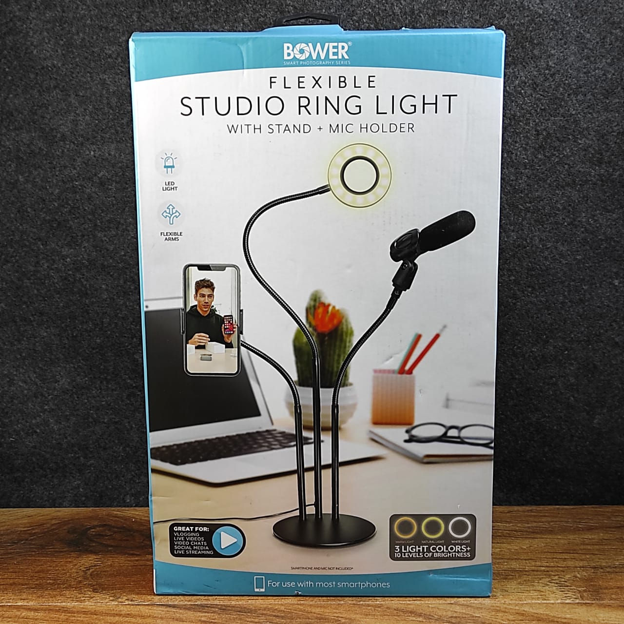 Bower - Anillo de Luz LED  3.5" flexible con soporte de aluminio