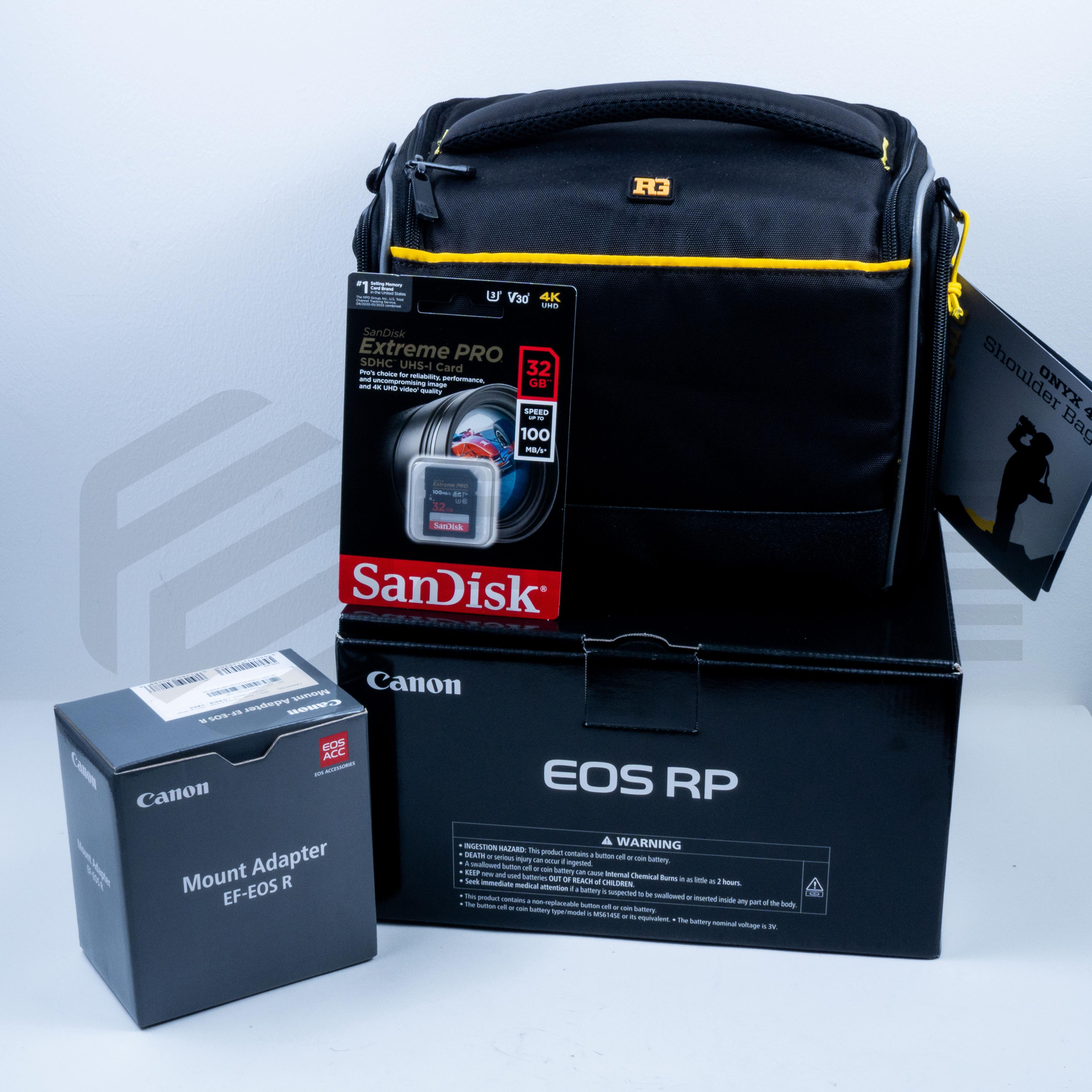 Canon EOS RP + adaptador de lentes EF EOS-R + Bolso + Memoria 32GB Extreme PRO