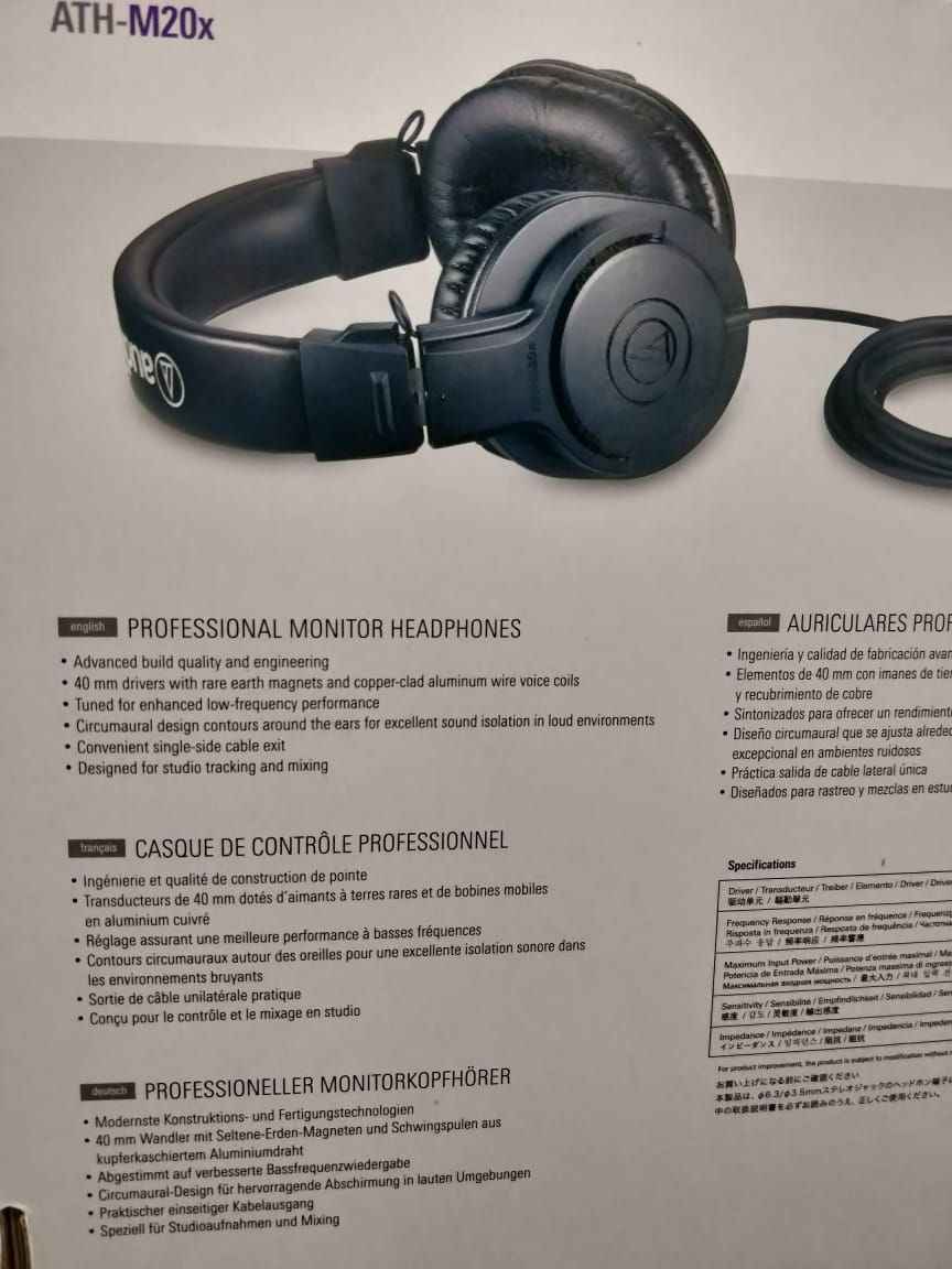 Thumbnail: Auriculares AudioTechnica ath-m20 X monitor de estudio profesional