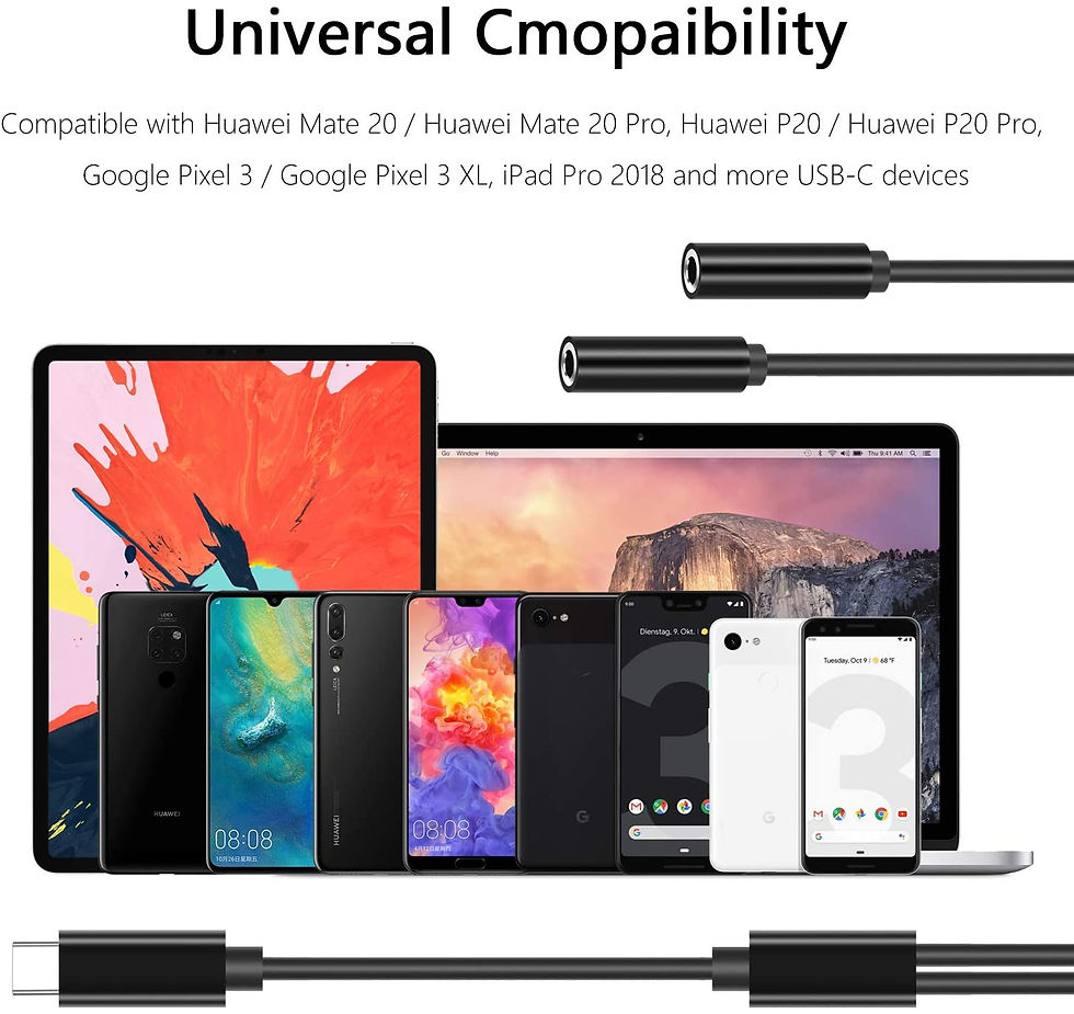 Miniatura: VIMVIP USB tipo C a adaptador de 3.5mm, 2 cables de 3.5mm para auriculares