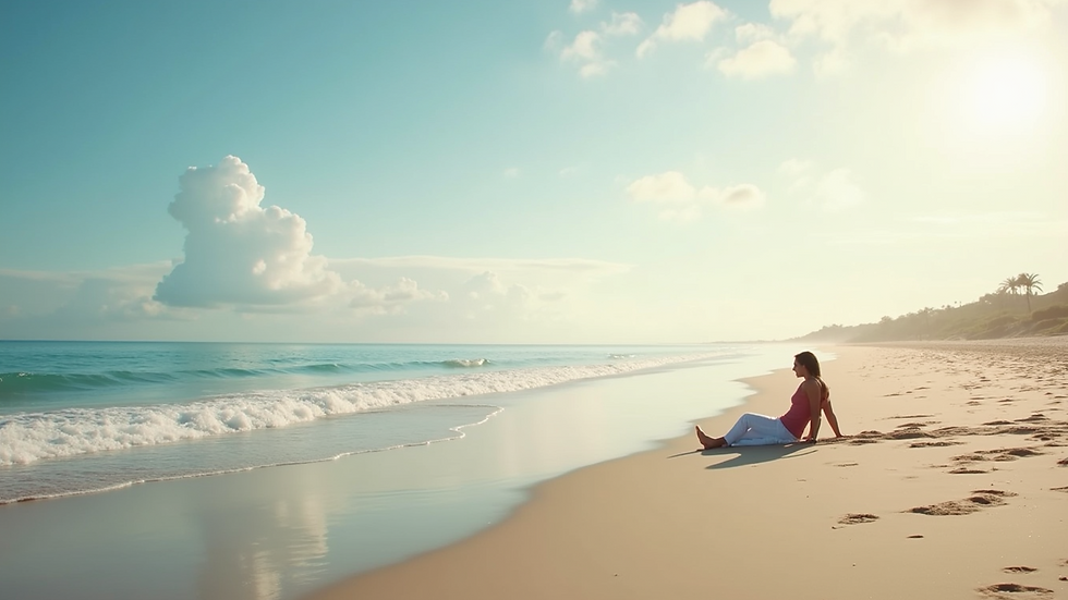 Close-up view of a serene beach with gentle waves lapping at the shore