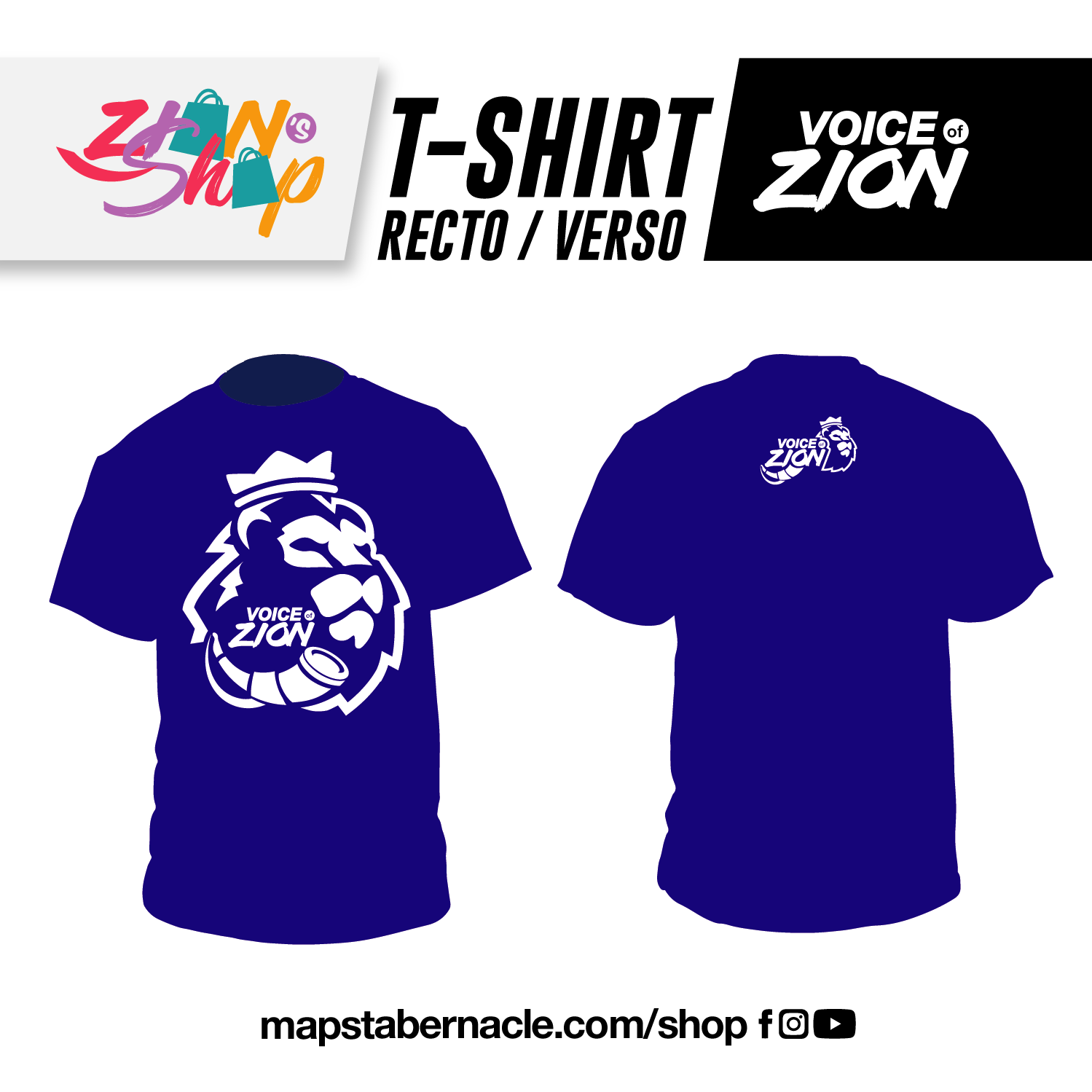 T-SHIRT COLLECTOR VOZ - BLEU ROI+ LOGO BLANC