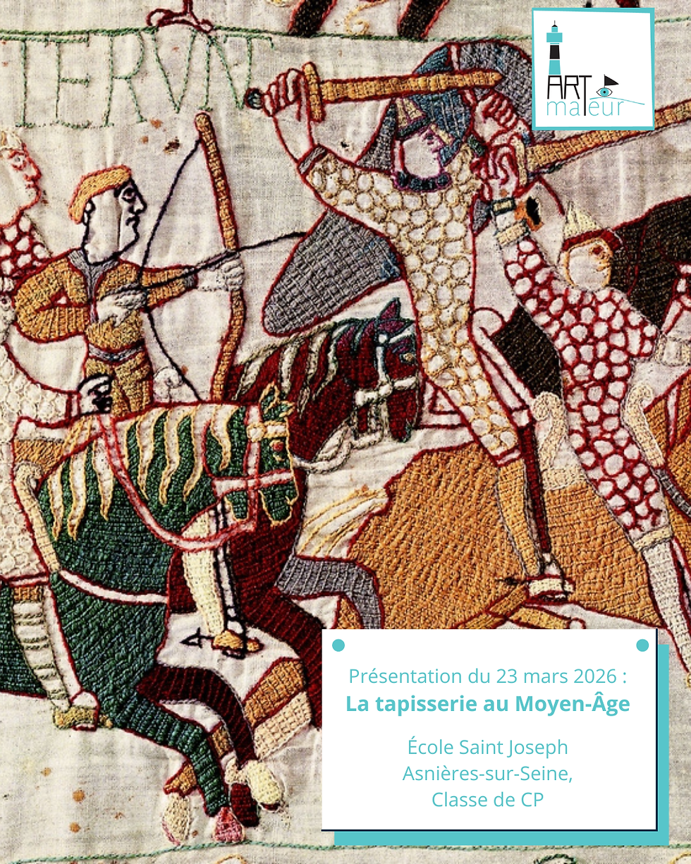 La tapisserie de Bayeux, admirée par les CP de l'école Saint Joseph d'Asnières