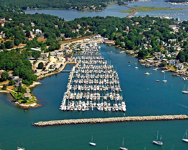 Aerial view of Spicer's Marina located in Noank, CT