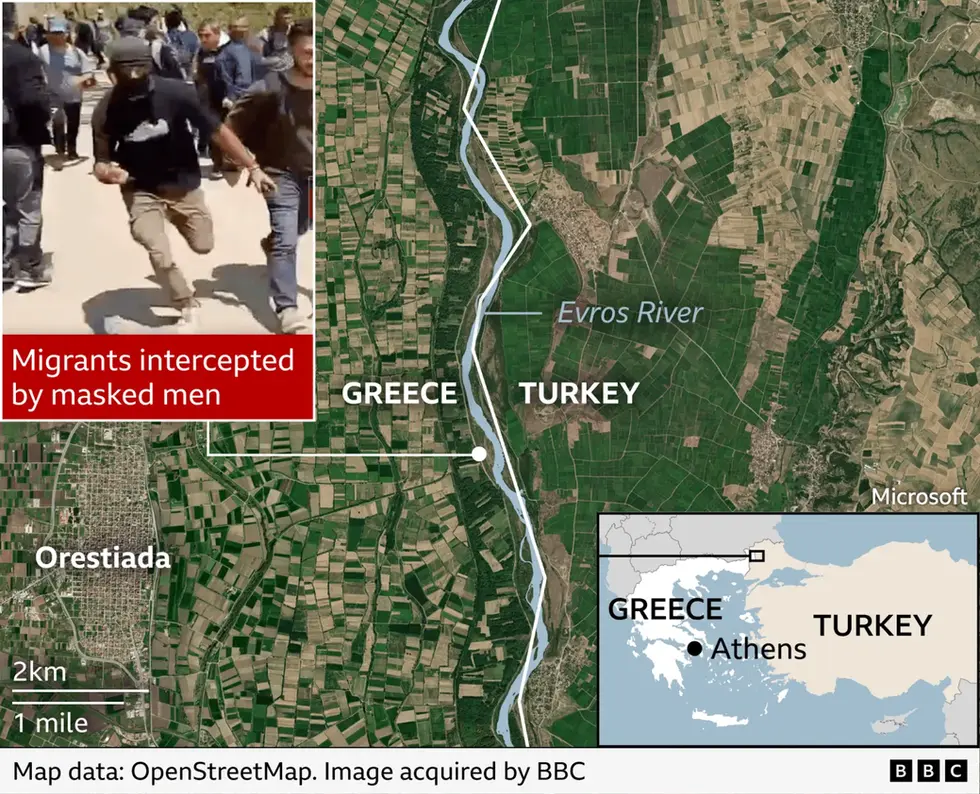 Greek police using masked migrants to forcibly push other migrants back across border