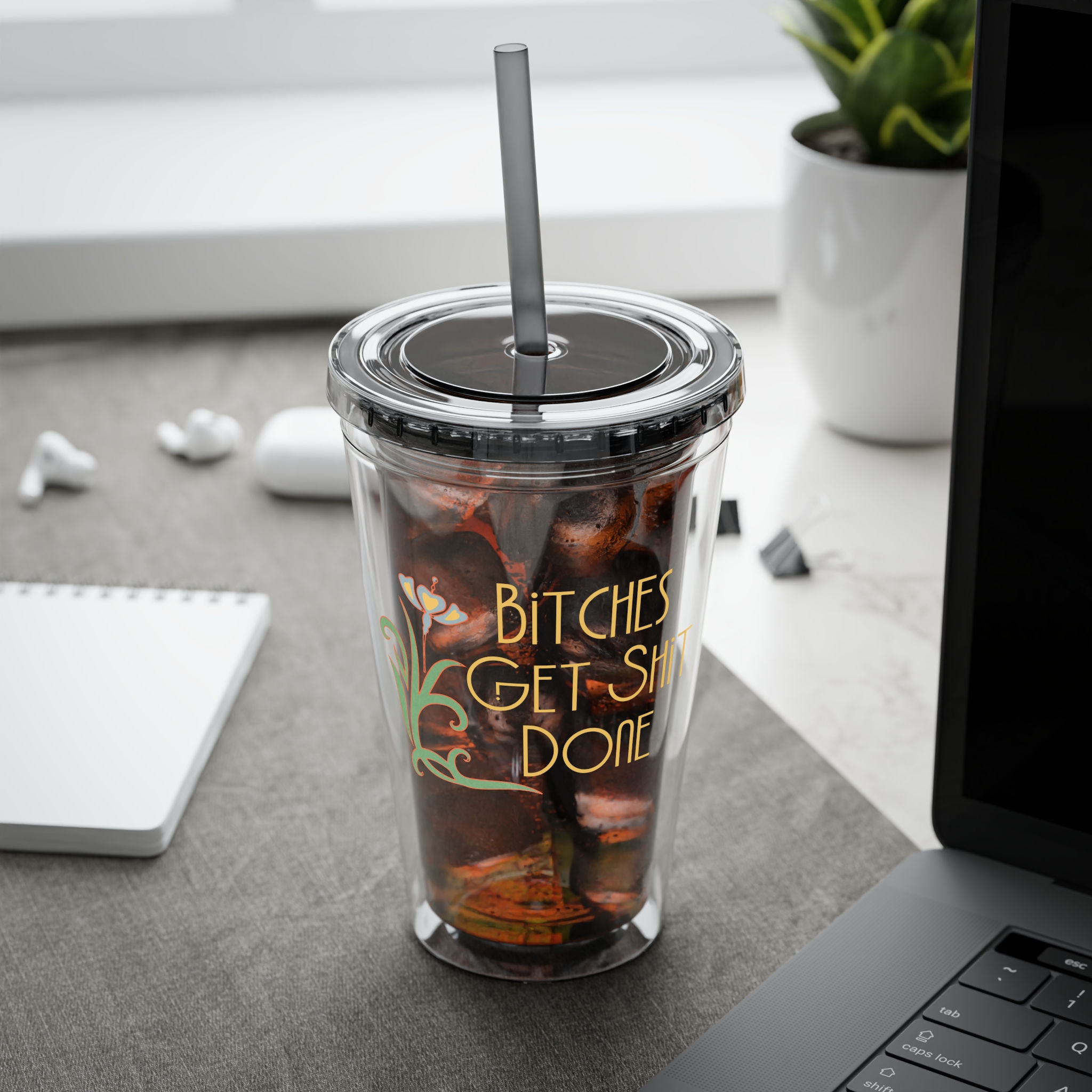 BGSD Flower B - Sunsplash Tumbler with Straw, 16oz
