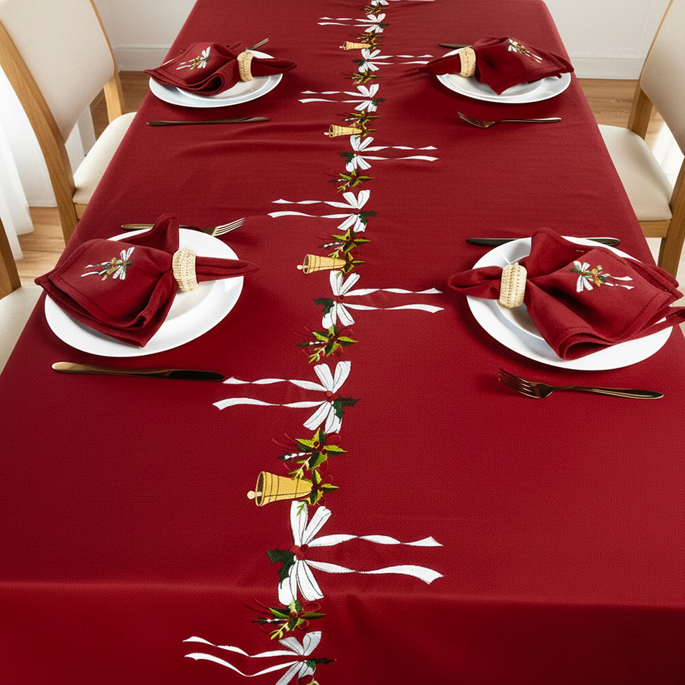 Thumbnail: Crimson Cheer Embroidered Table Cloth
