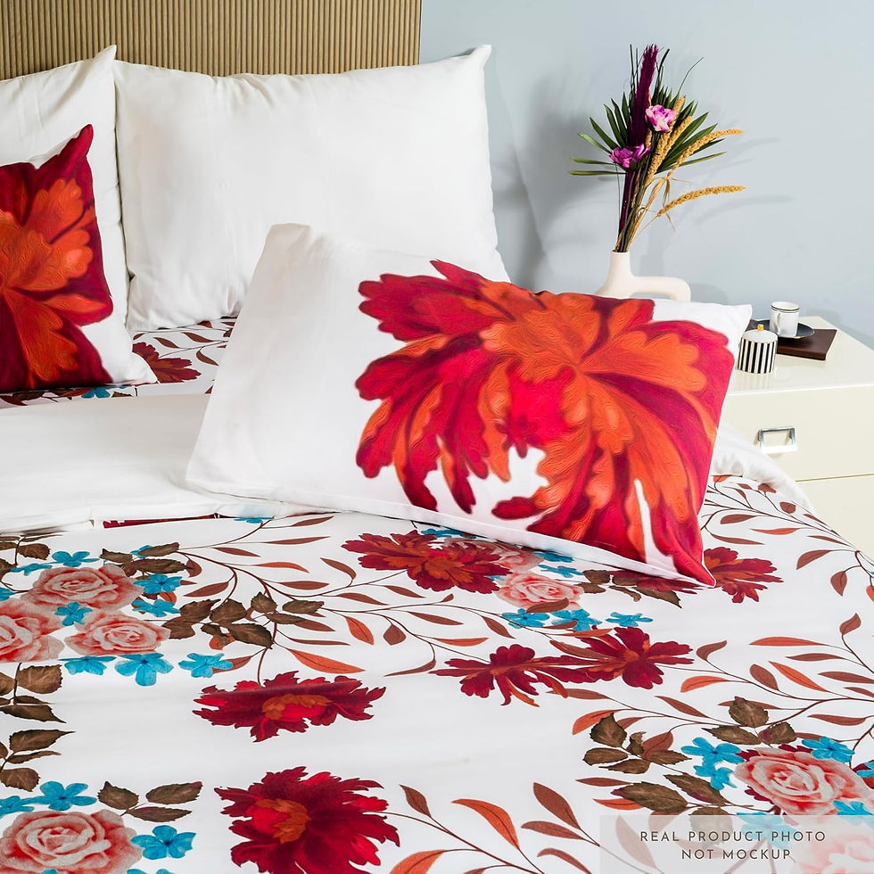 Thumbnail: Crimson White Bedsheet Set (Bedsheet and 2 Pillowcases)