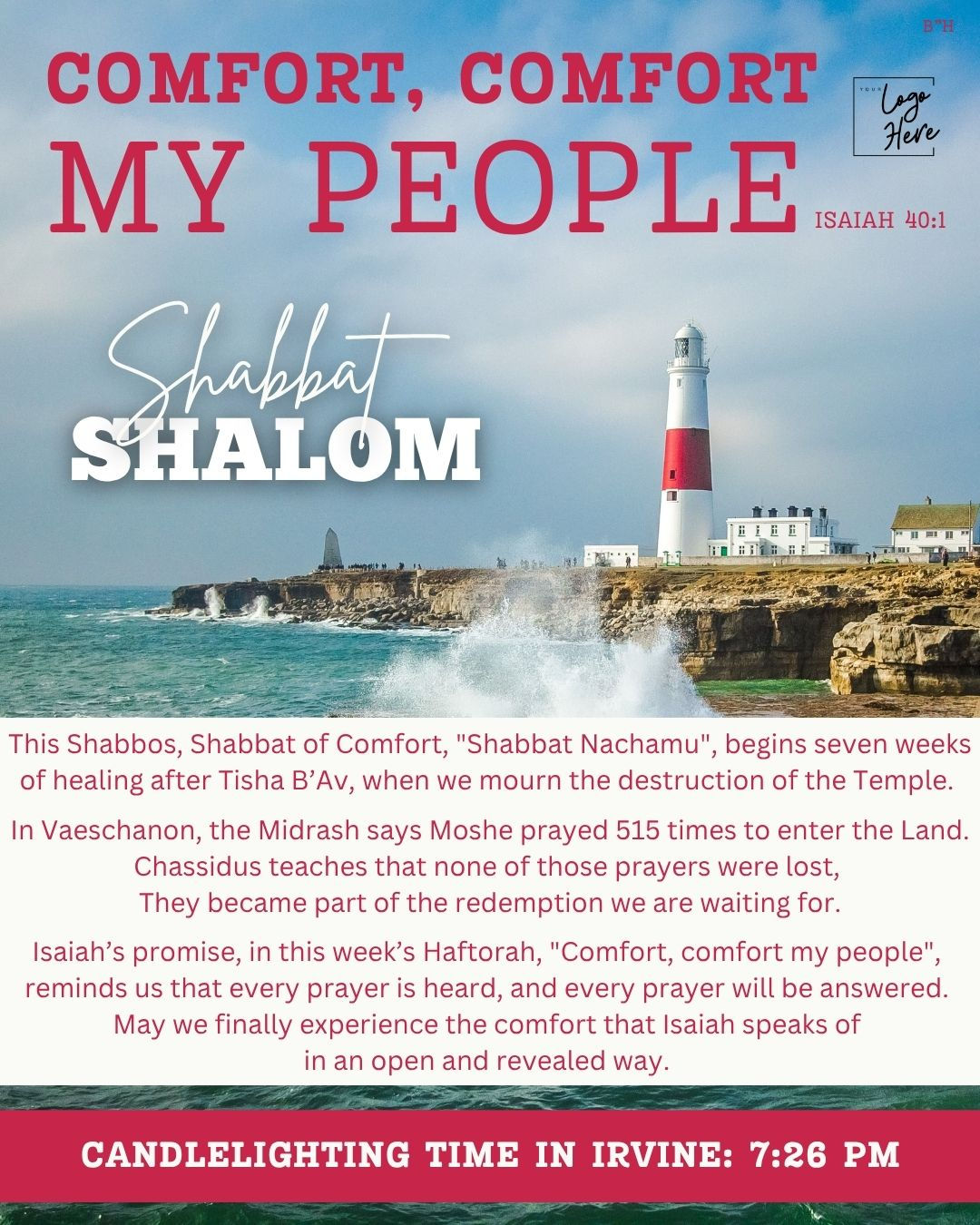 Shabbos Nachamu – “Comfort, Comfort My People” Customizable Canva Template