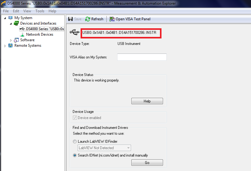 NI MAX Measurement and Automation Explorer