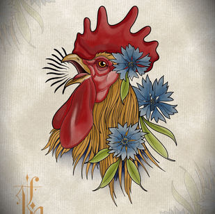 Rooster Vegan Wanna Do Tattoo Neotraditional