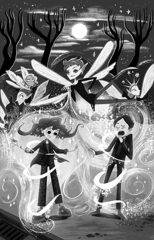 moth magic fairy kingdom illustration pinch Perkins and the midsummer curse full spread Chloe Dominique Cathy Fitzgerald 