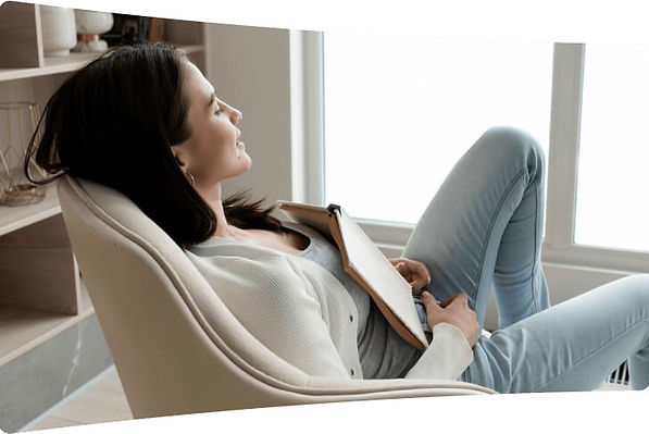 woman enjoying comfortable room