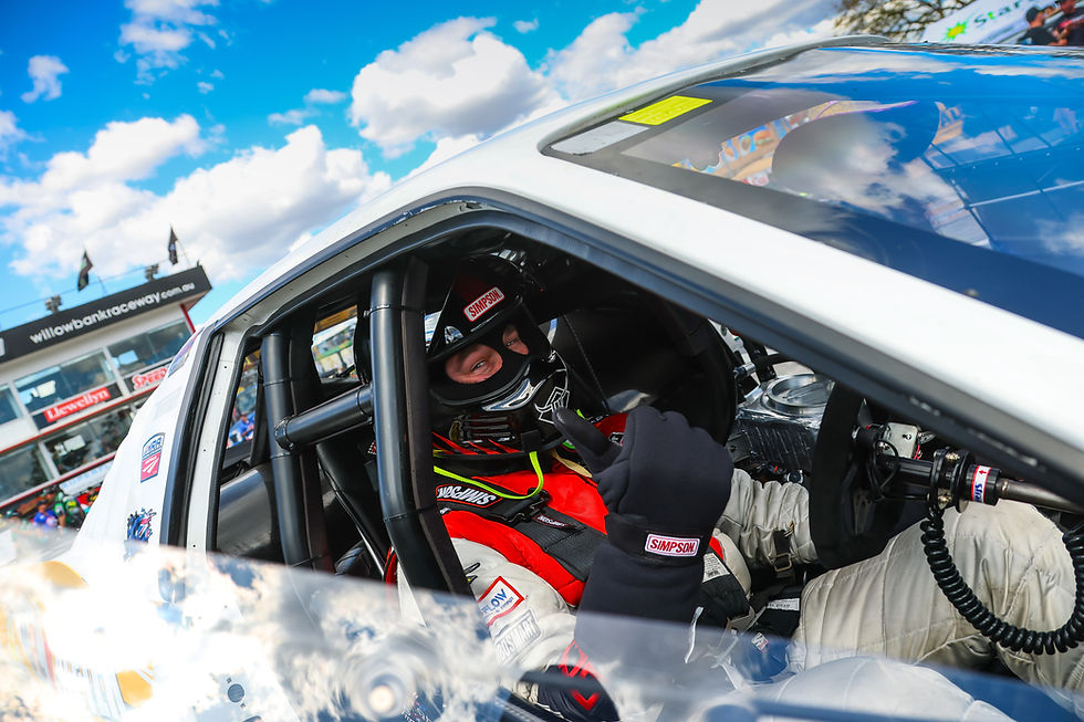 Ben firmly strapped into the "Race Office"