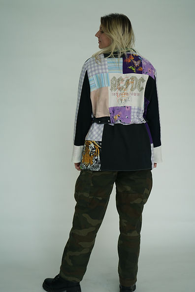 back of sweatshirt showing quilted style