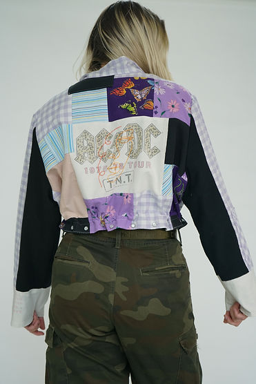 close-up of quilting on back of sweatshirt