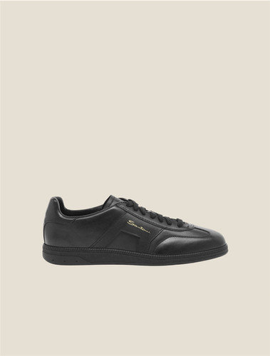 【SANTONI】DBS Oly メンズ ブラックレザースニーカー SANTONI LEATHER DBS OLY SNEAKERS BLACK | commmercat.store