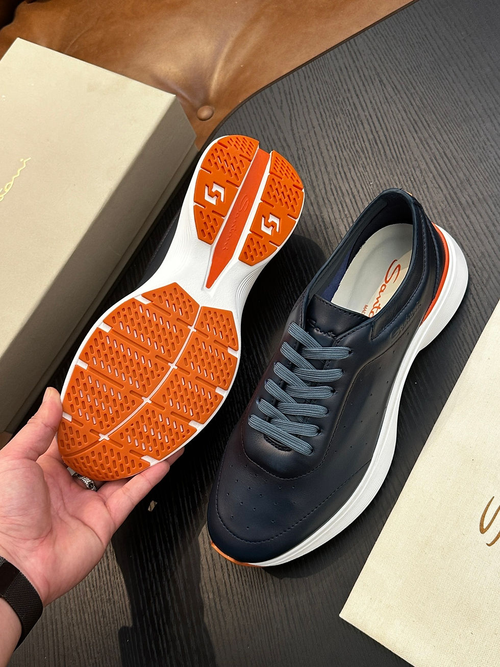 Thumbnail: SANTONI LEATHER BOUNCE SNEAKERS BLUE