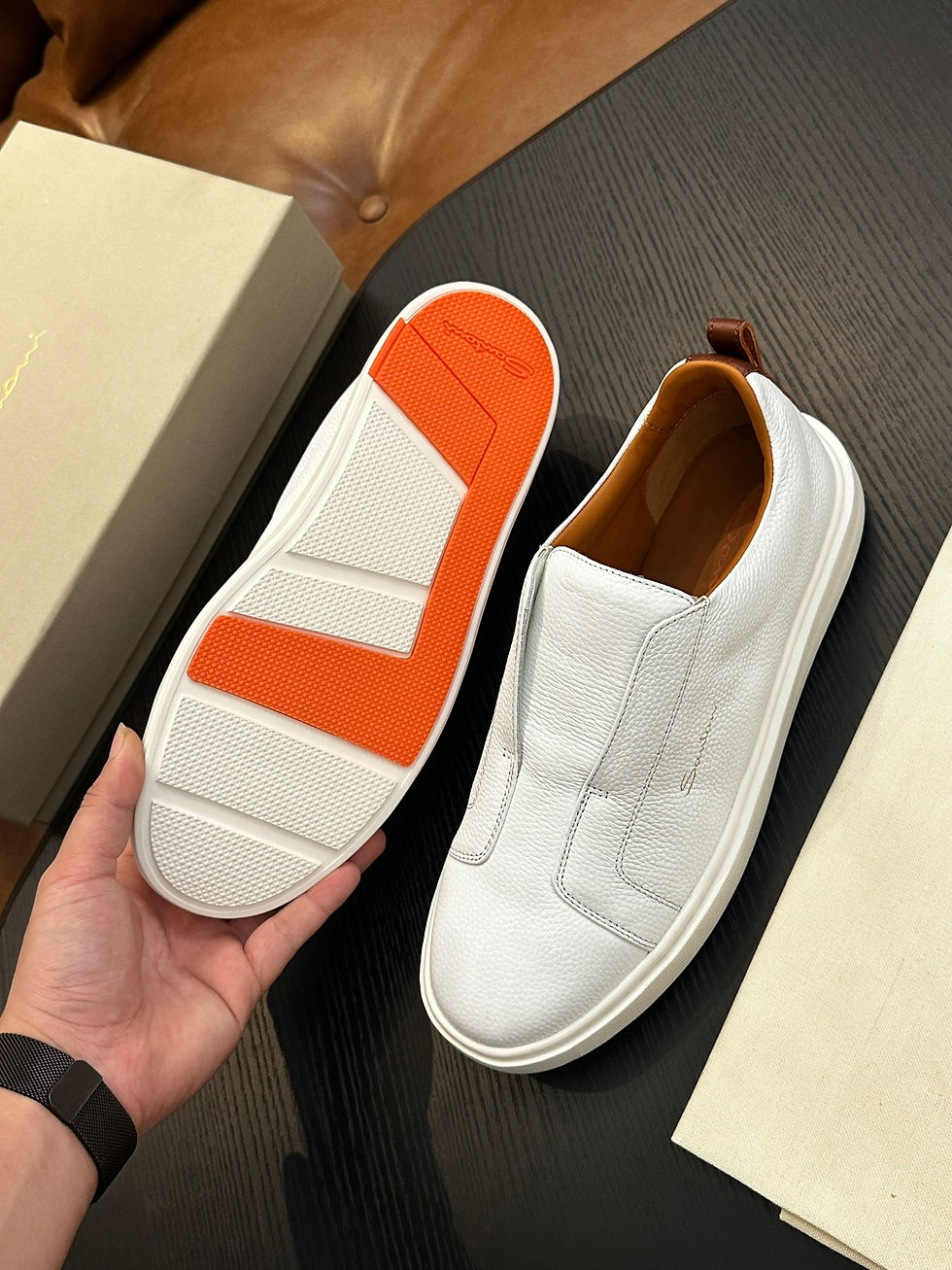 Thumbnail: SANTONI LACELESS LEATHER SNEAKERS WHITE