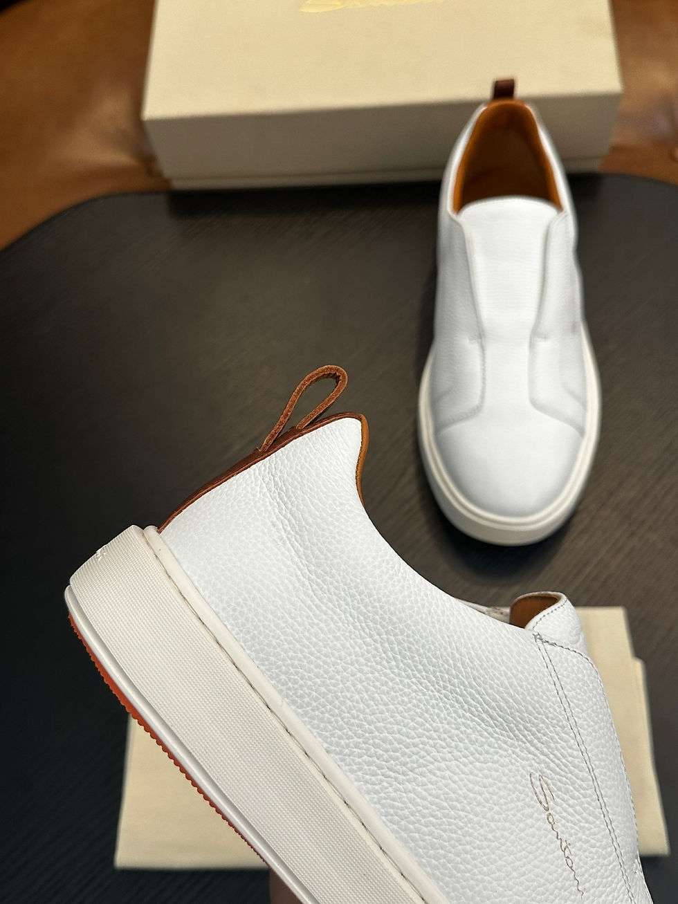Thumbnail: SANTONI LACELESS LEATHER SNEAKERS WHITE