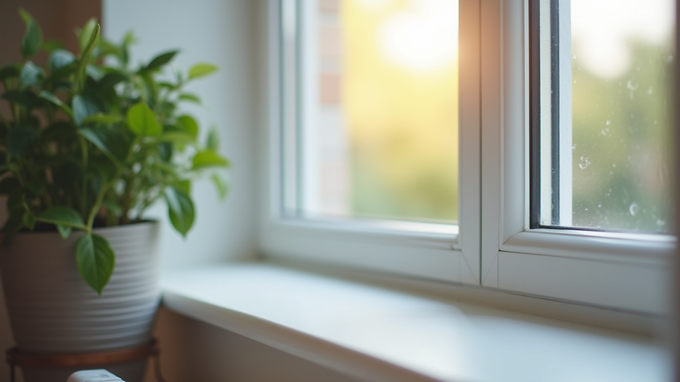 Close-up view of a newly installed double-glazed window frame