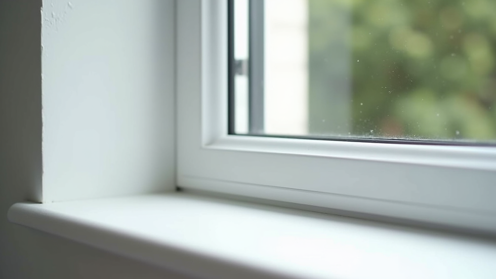 Close-up view of a white uPVC window frame with double glazing