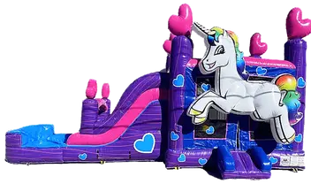 Pink Unicorn Combo Bounce House (Wet)
$235.00
Unit Dimensions:
Length: 33'
Width: 16'
Height: 16'