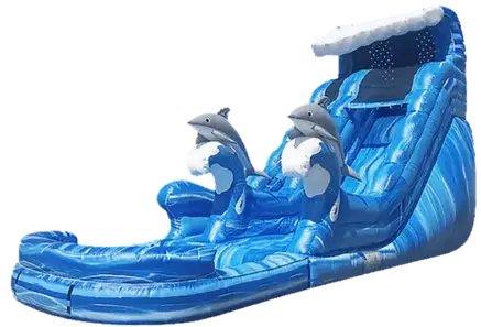 22' Tall Dolphin Pool Water Slide Rental
$325.00
Unit Dimensions:
Length: 35'
Width: 14'
Hight: 22'
