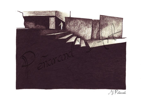 Ilustración paisaje urbano, campus universitario de la Región de Murcia.