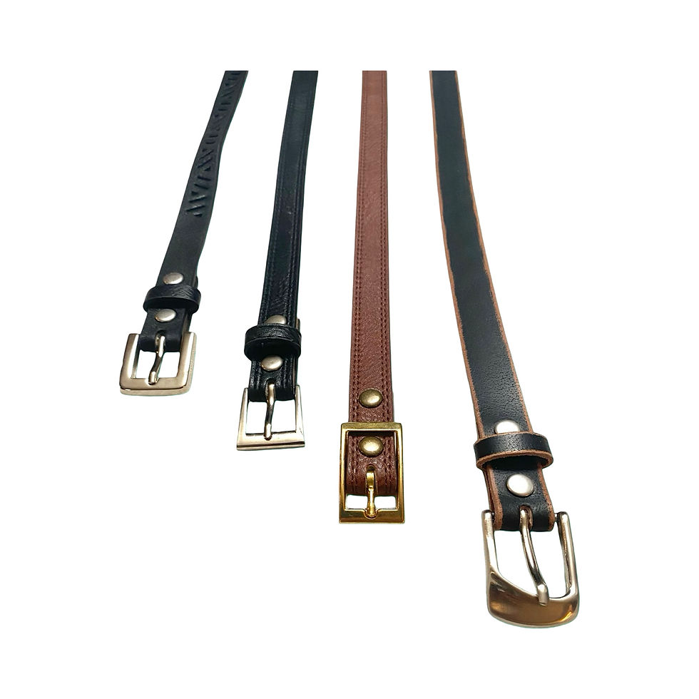 Miniaturbild: Genuine Leather Black 3/4" Skinny Belt