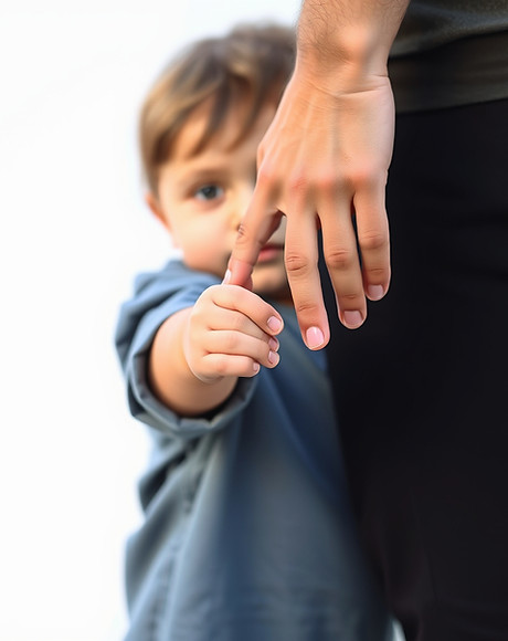 A picture showing a 4 year old kid holding hand 