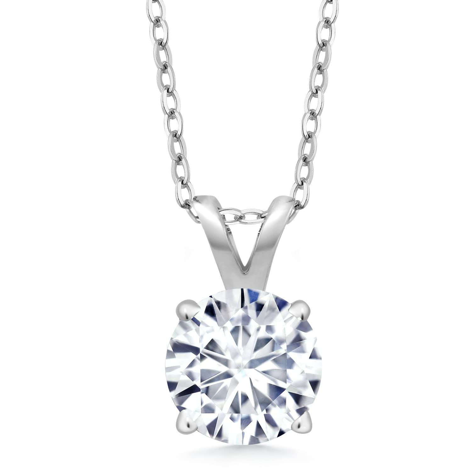 2.00 CTW Created Moissanite Solitaire Pendant Necklace With 18" Chain - Choice
