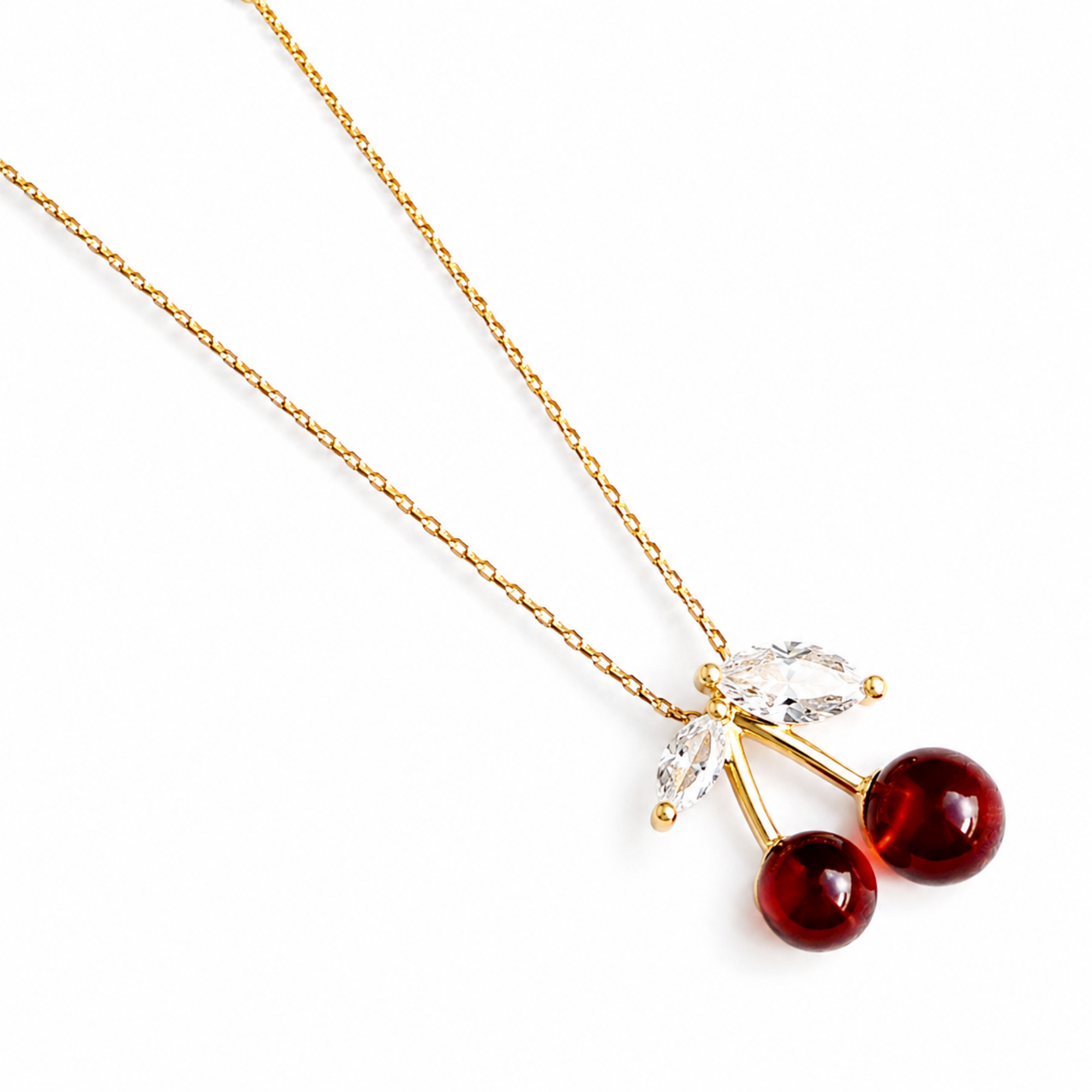 Jewel Cherry Pendant Necklace