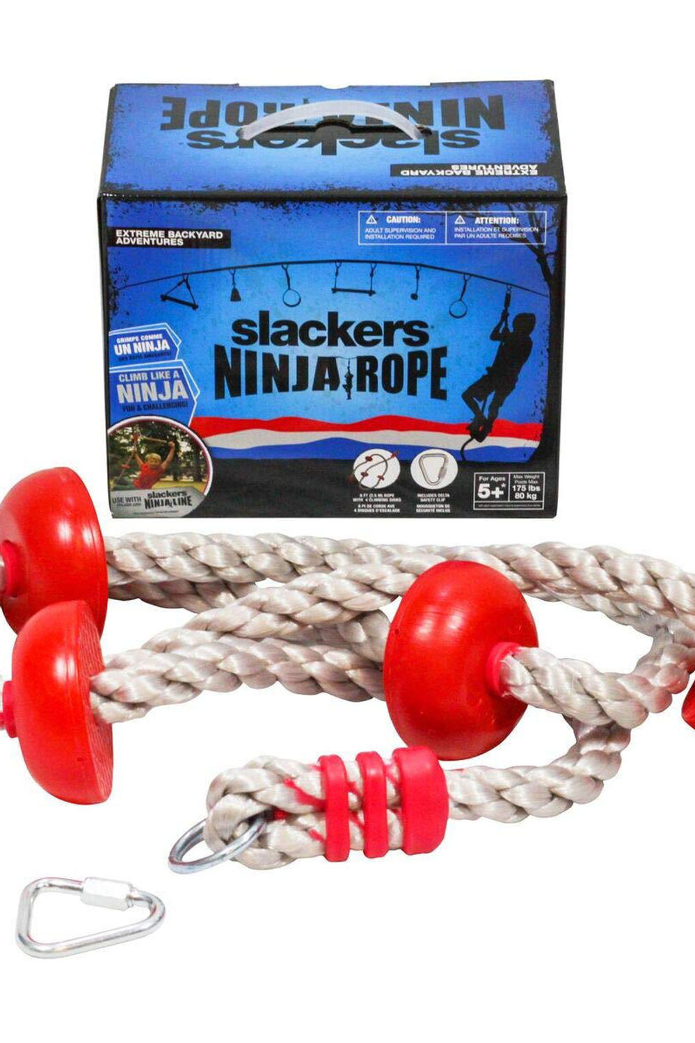 Slackers - Ninja Climbing Rope 8 wFoot Holds