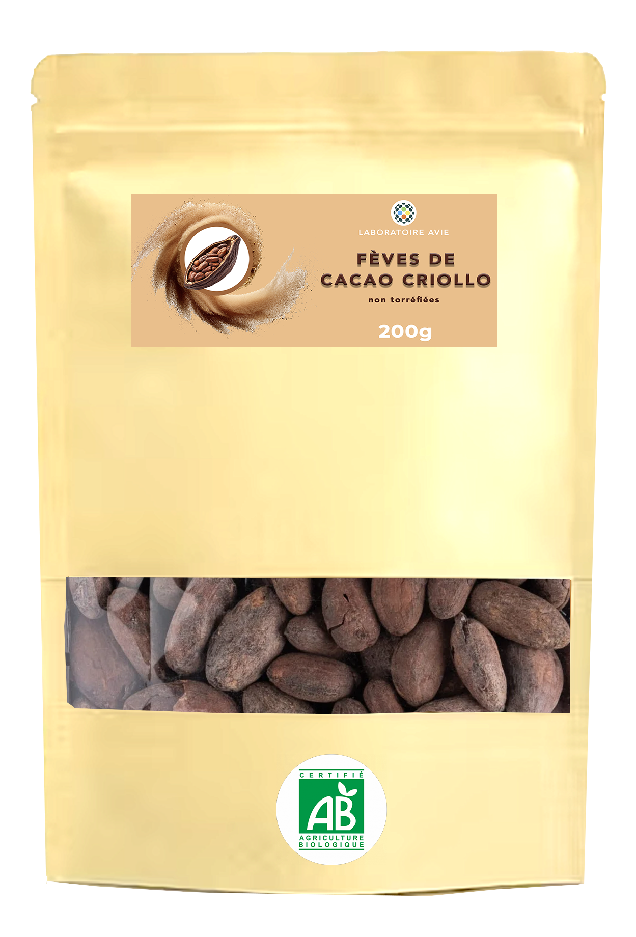 Fèves de Cacao Criollo brut non torréfié (200g)