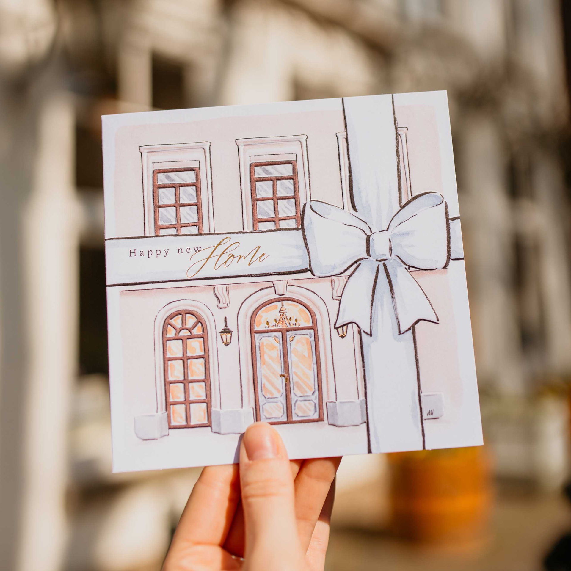 Hallmark card Parisian home with bow Parisienne collection Anna Wijnands