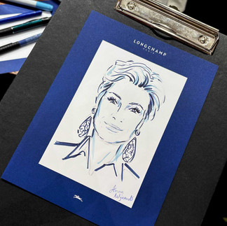 Live portrait drawing at an event for Longchamp