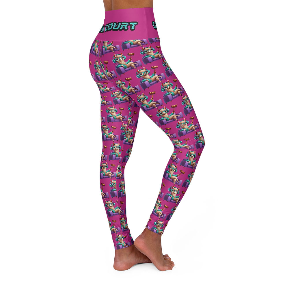Thumbnail: Couch Court Llama High Waisted Yoga Leggings - Pink