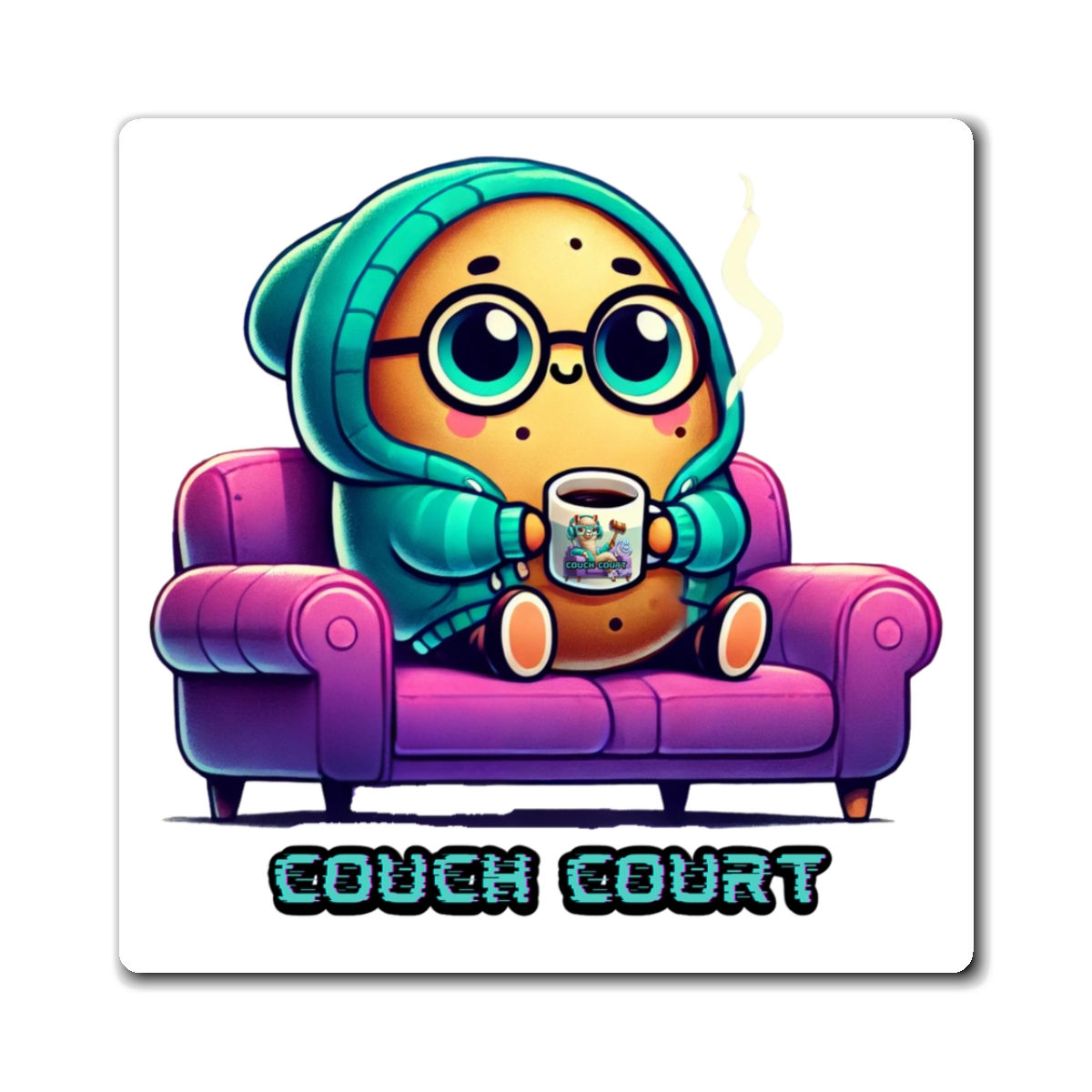 Couch Potato Magnet (White)