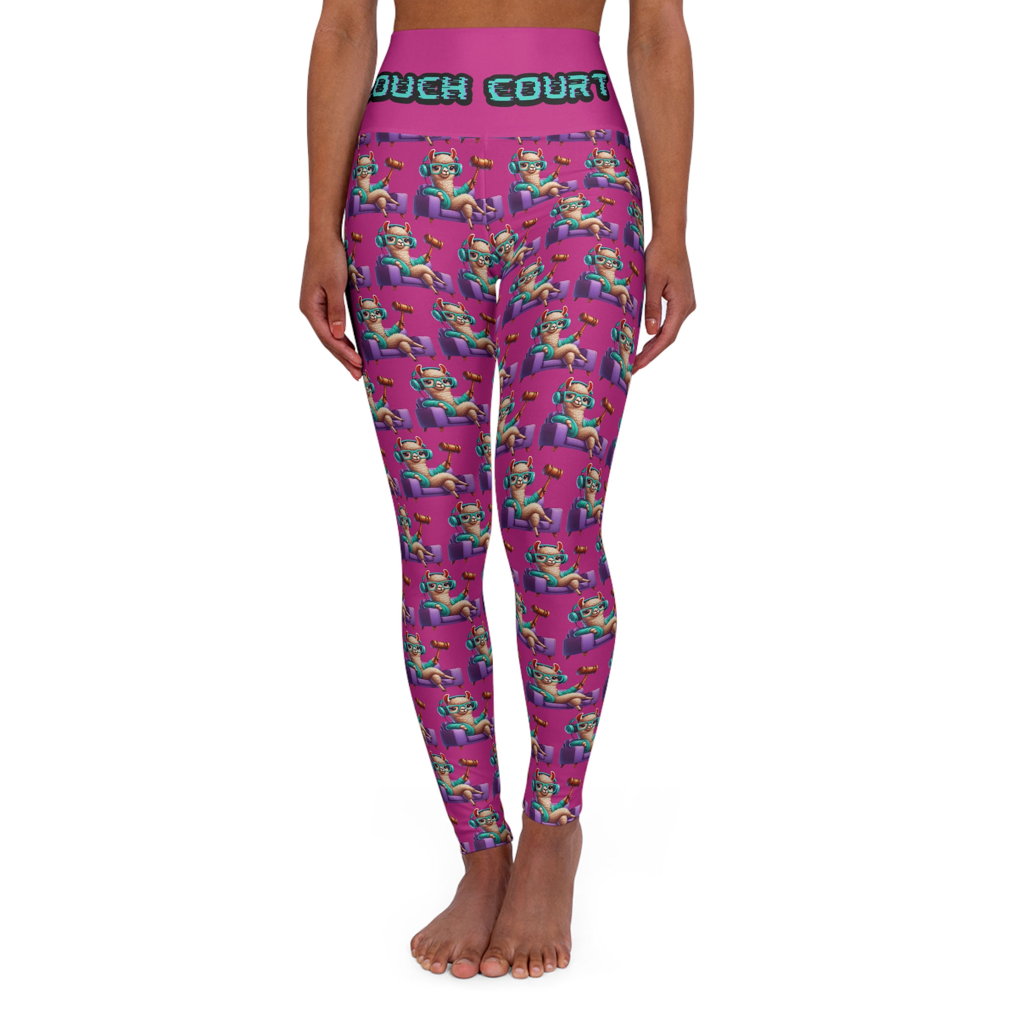 Couch Court Llama High Waisted Yoga Leggings - Pink