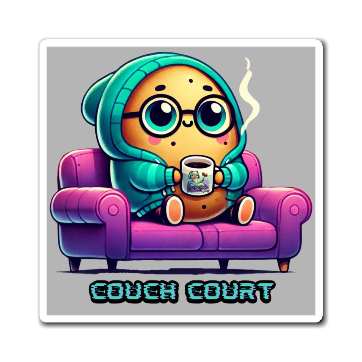 Couch Potato Magnet (Light Grey)
