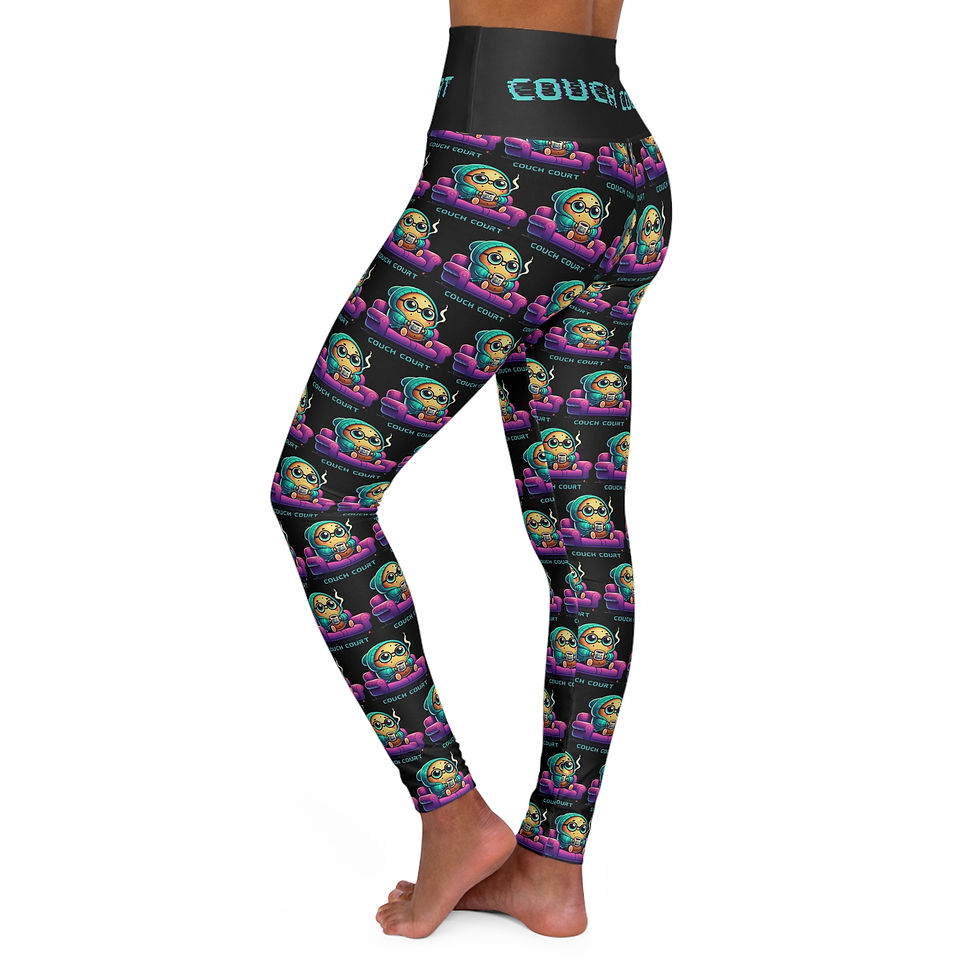 Thumbnail: Couch Court Potato High Waisted Yoga Leggings - Black