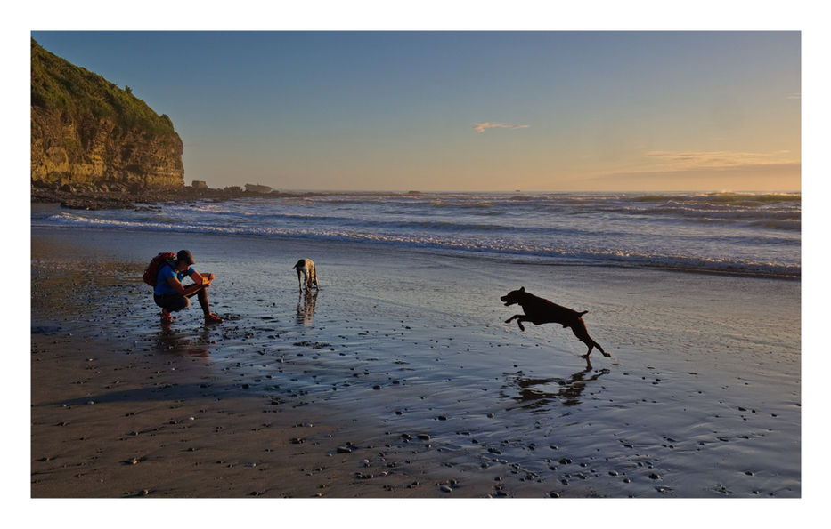 Ansel & Emma on the Beach below Breakers Boutique Accommodation